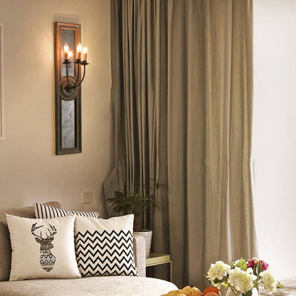 Wooden Long Frame Candelabra 3-Light Wall Sconce Lamp