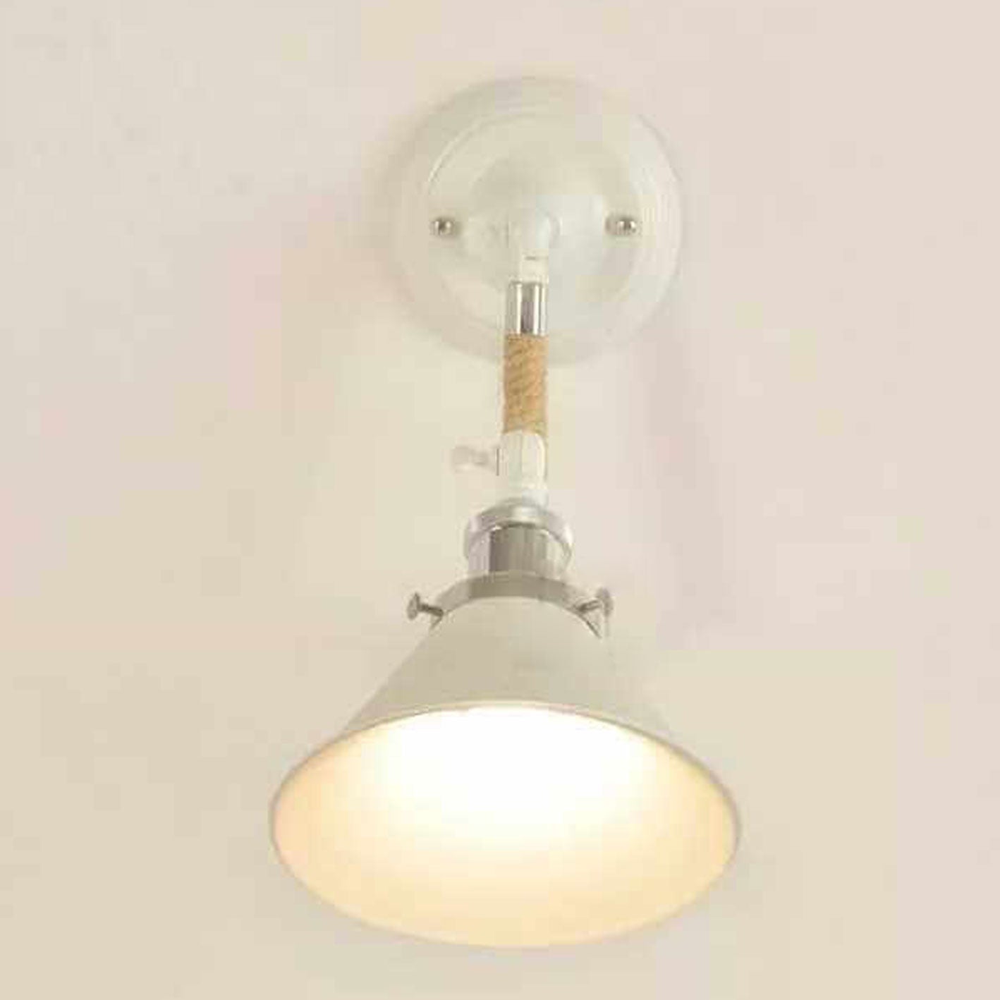 Vintage Twine Woven Cone Shade 1-Light Wall Sconce Lamp