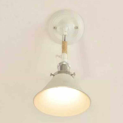 Vintage Twine Woven Cone Shade 1-Light Wall Sconce Lamp