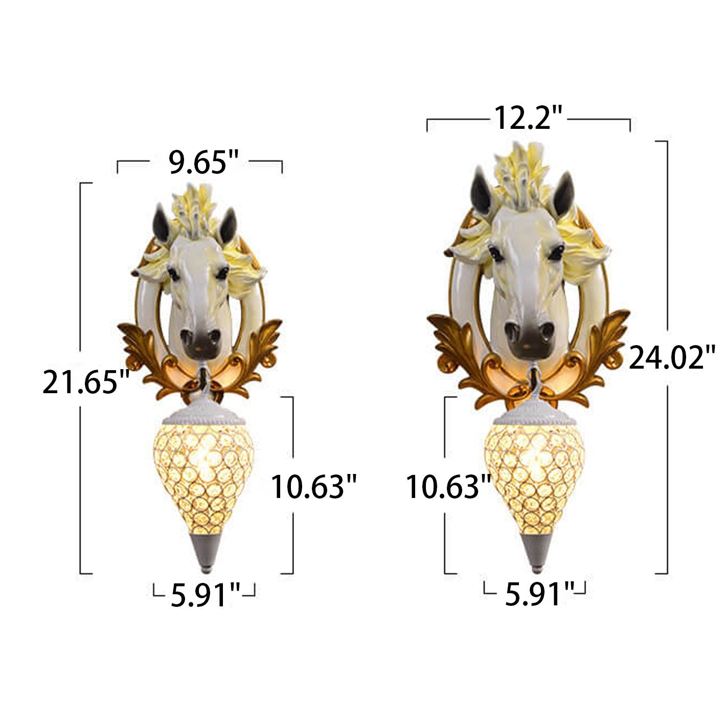 European Resin Horse Head Lantern 1-Light Wall Sconce Lamp
