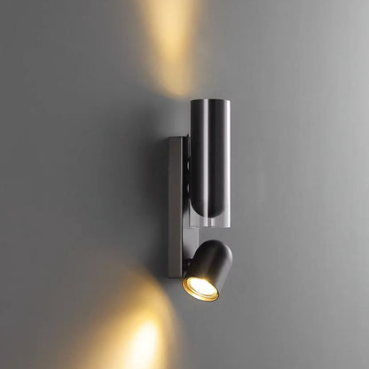 Rotatable Cylinder Metal Glass 2-Light Wall Sconce Lamp