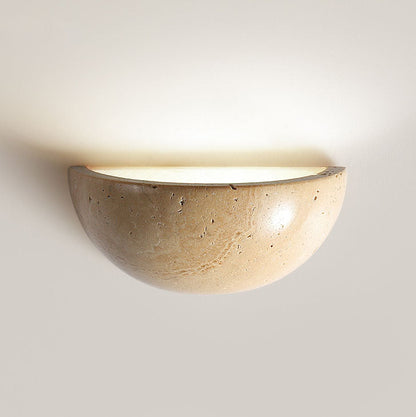 Japanese Travertine Half Circle 1-Light Wall Sconce Lamp