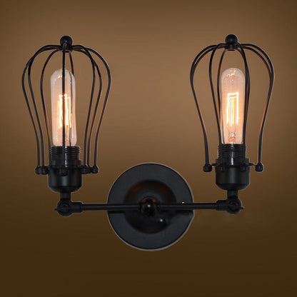Industrial Iron Frame 1/2-Light Wall Sconce Lamp
