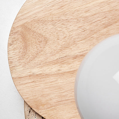 Japanese White Travertine Disc 1-Light Wall Sconce Lamp