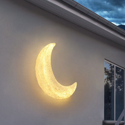 Outdoor Moon Shape Resin LED Rainproof Wall Sconce Lamp