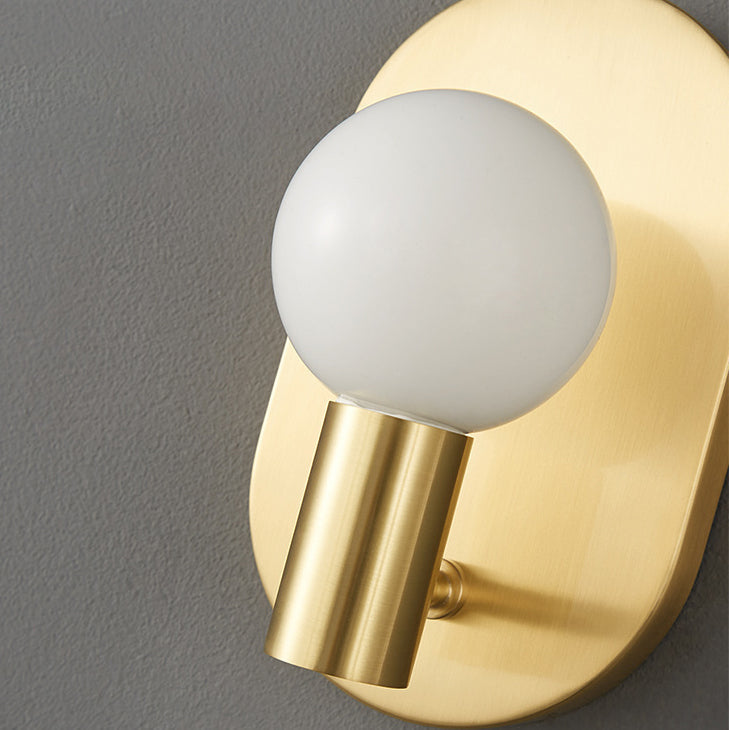 Nordic Oval Orb Copper Glass 1-Light Wall Sconce Lamp