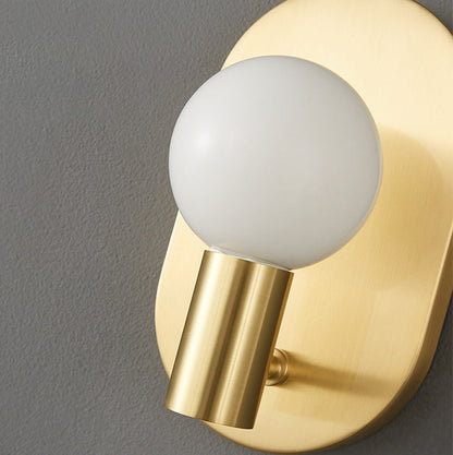 Nordic Oval Orb Copper Glass 1-Light Wall Sconce Lamp