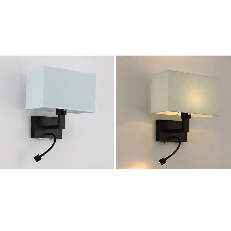 Solid Rectangular Iron Fabric 2-Light Wall Sconce Lamp