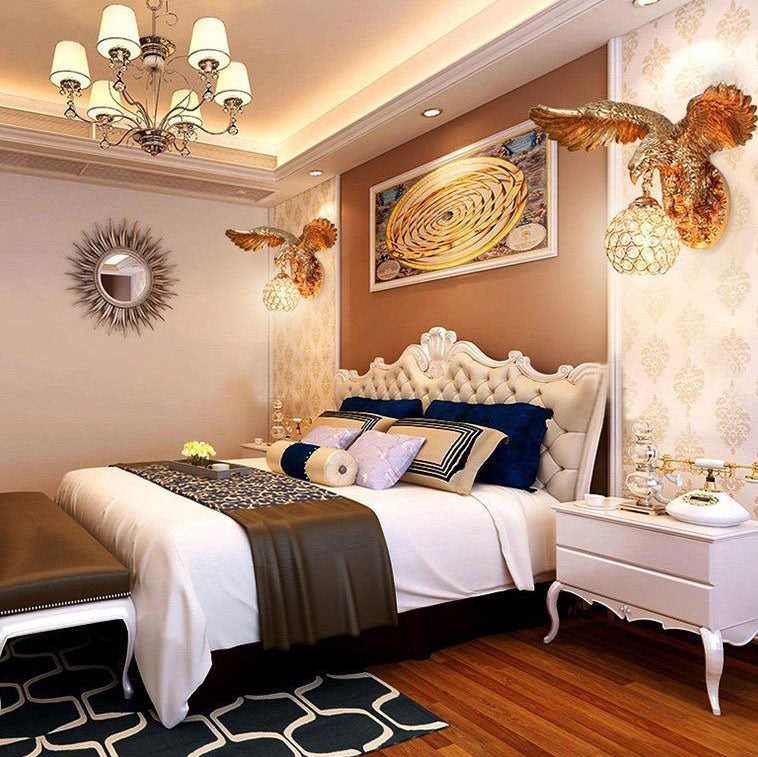 Resin Eagles Crystal Shade 1-Light Wall Sconce Lamp