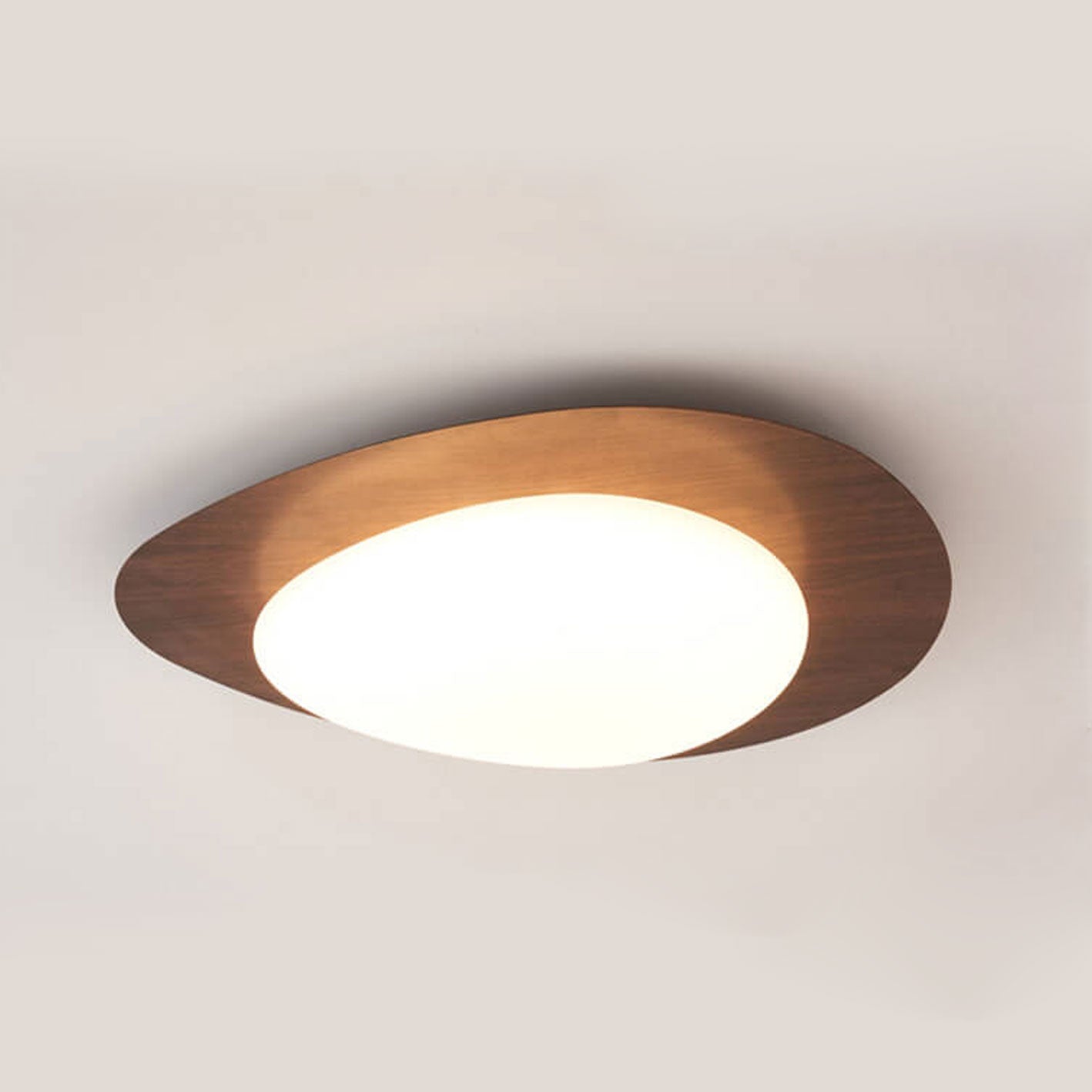 Nordic Iron Wood Grain Pebble LED Flush Mount Light
