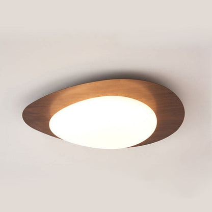 Nordic Iron Wood Grain Pebble LED Flush Mount Light