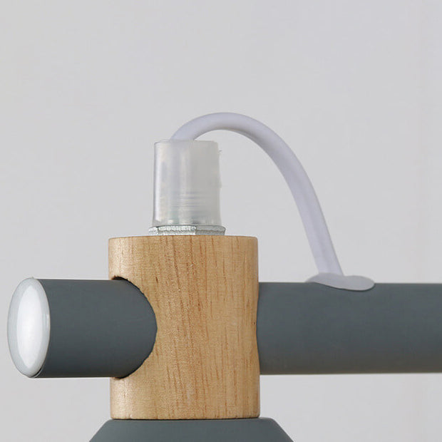 Macaron Iron Trumpet Shaped Wood 1-Light Wall Sconce Lamp