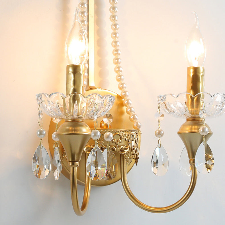 Iron Pendant Candlestick Holder 2-Light Wall Sconce Lamp