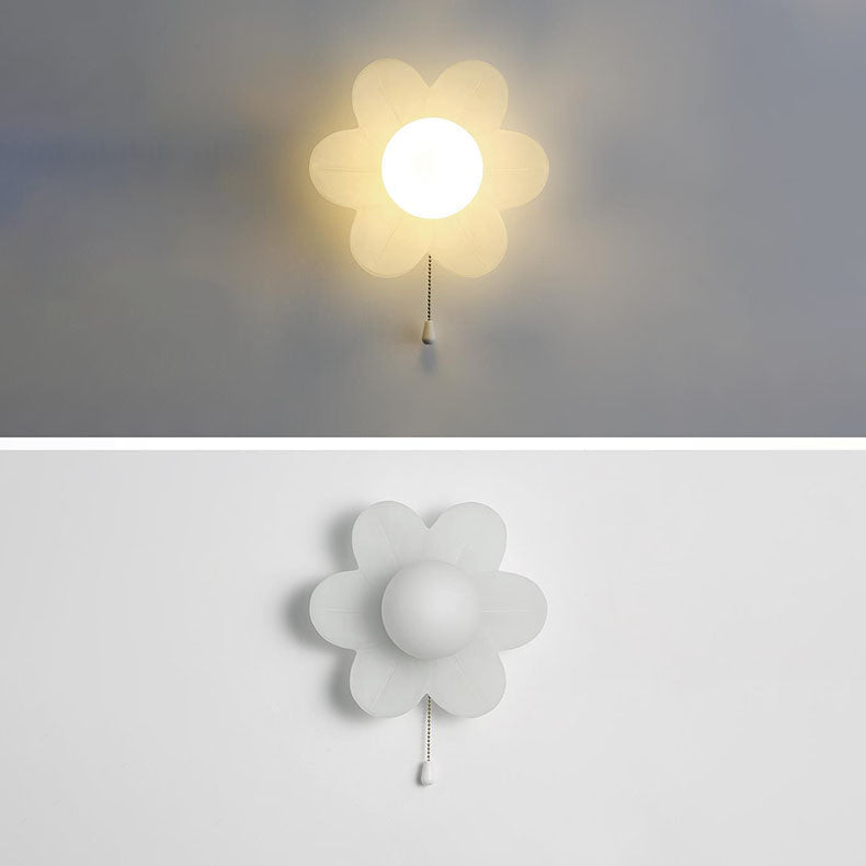 Modern Minimalist Cream Flower Resin LED Wall Sconce Lamp