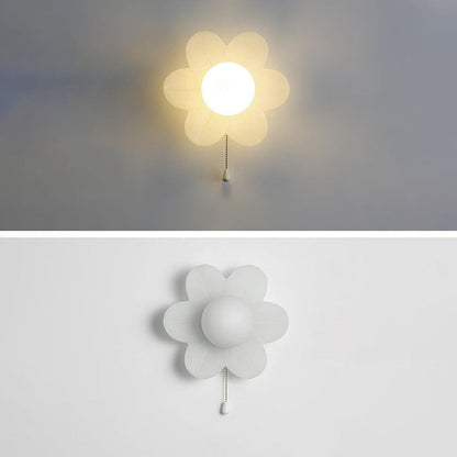 Modern Minimalist Cream Flower Resin LED Wall Sconce Lamp