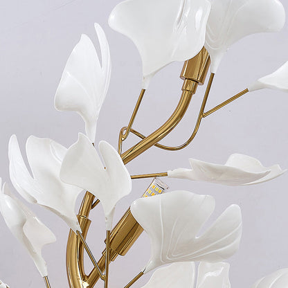 Ginkgo Leaf Iron Acrylic 4-Light Wall Sconce Lamp