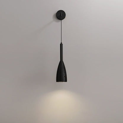 Cylindrical Black Travertine 1-Light Wall Sconce Lamp