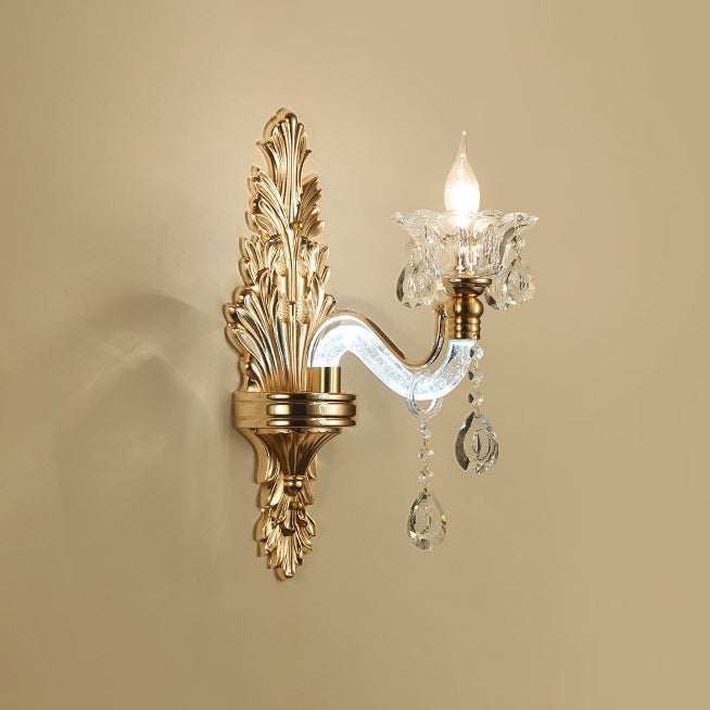 Crystal Flower Candlestick 1/2-Light Wall Sconce Lamp