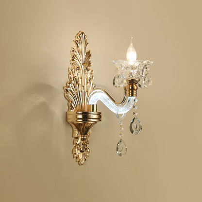 Crystal Flower Candlestick 1/2-Light Wall Sconce Lamp
