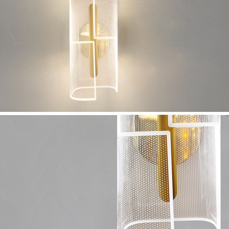 Iron Column Cut Lozenge Line LED Wall Sconce Lamp