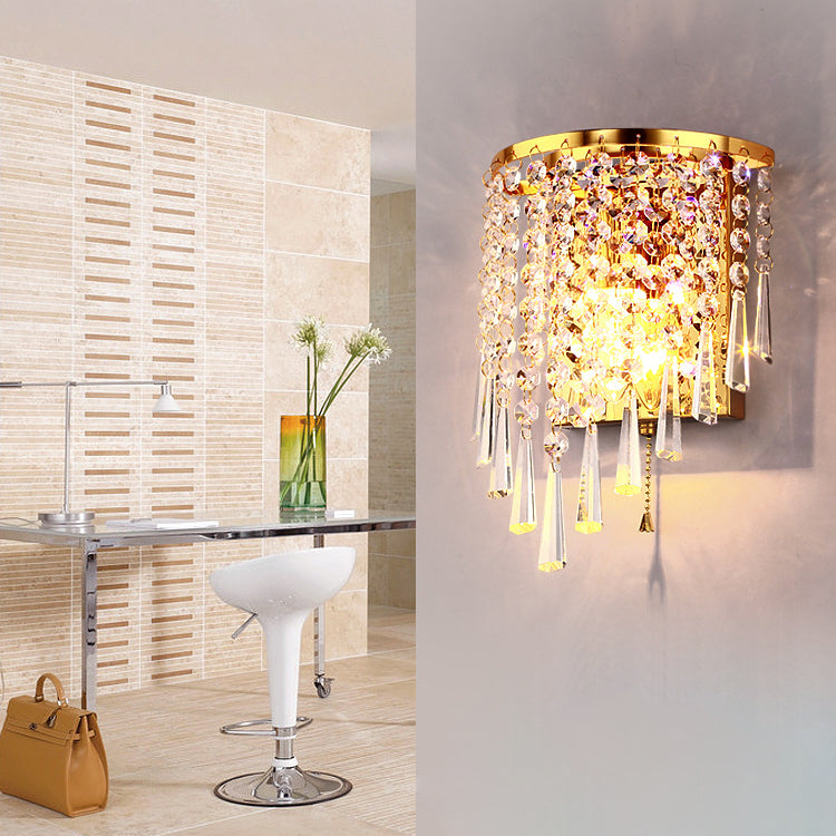 Half Beads Stainless Steel Crystal 1-Light Wall Sconce Lamp