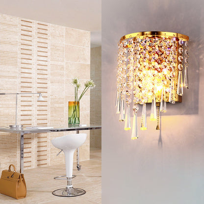 Half Beads Stainless Steel Crystal 1-Light Wall Sconce Lamp