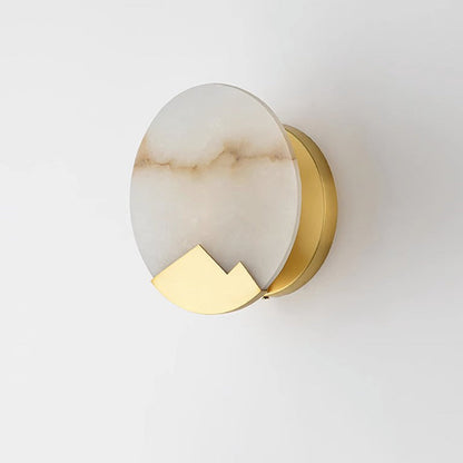 Marble Shade Gold Finish Frame 1-Light Wall Sconce Lamp