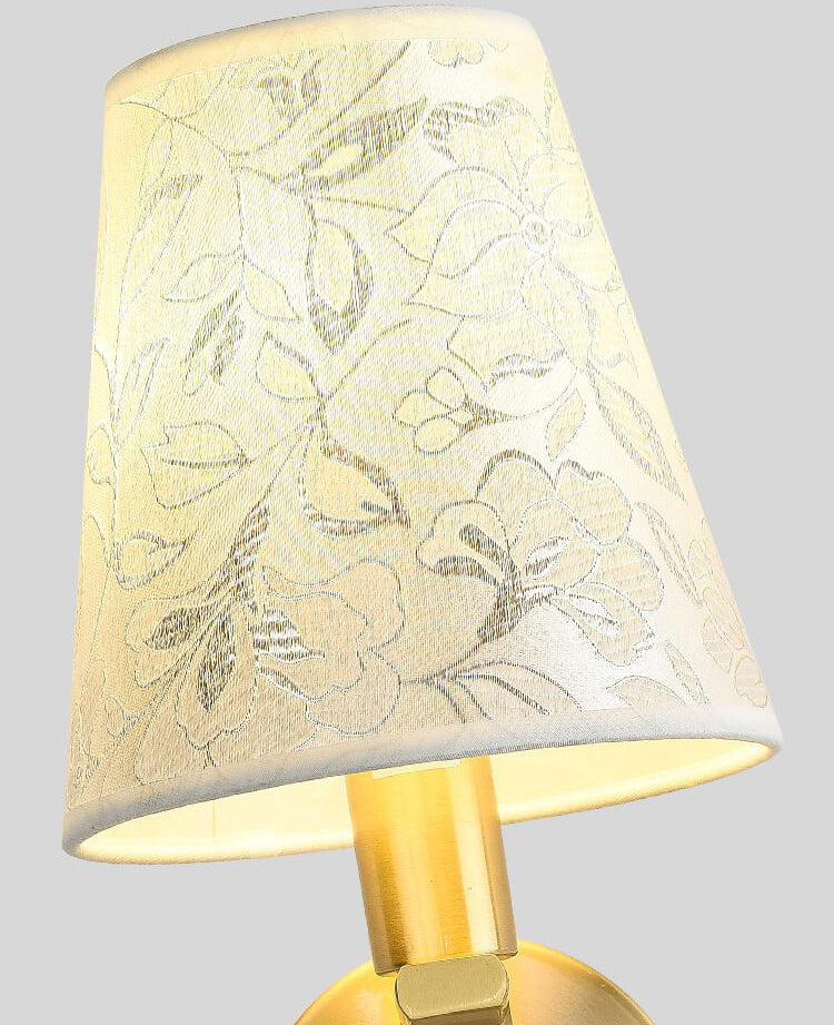 Floral Patterned Fabric Brass 1-Light Wall Sconce Lamp