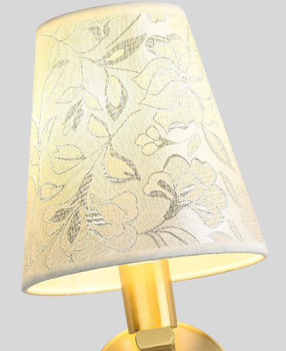 Floral Patterned Fabric Brass 1-Light Wall Sconce Lamp