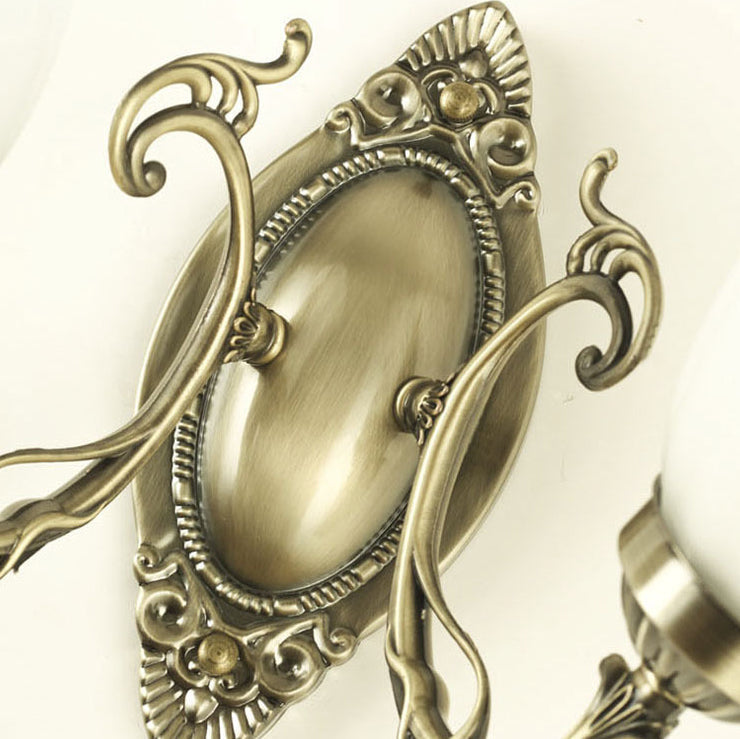 European Iron Glass Flower 2-Light Wall Sconce Lamp
