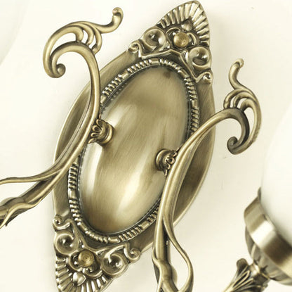 European Iron Glass Flower 2-Light Wall Sconce Lamp