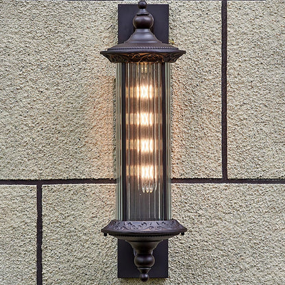 Waterproof Aluminum Glass Cylinder 1-Light Wall Sconce Lamp