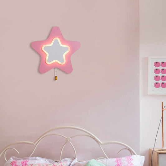 Creative Pentagram Star LED Pull Cord Wall Sconce Lamp