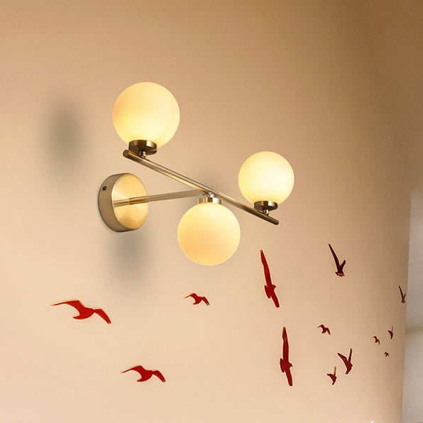 Mid-Century Iron Glass Ball 1/2/3-Light Wall Sconce Lamp