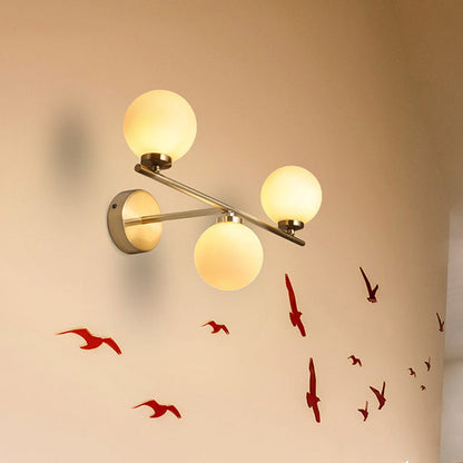 Mid-Century Iron Glass Ball 1/2/3-Light Wall Sconce Lamp