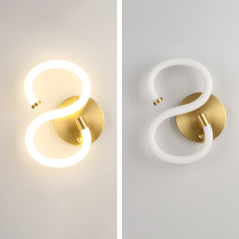 Brass Oval Figure Six Eight Letter LED Wall Sconce Lamp