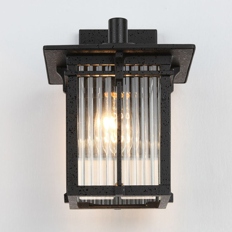 Aluminum Frame Ribbed Glass Shade 1-Light Wall Sconce Lamp