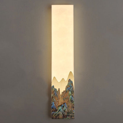 Chinese Marble All-Copper Rectangular LED Wall Sconce Lamp