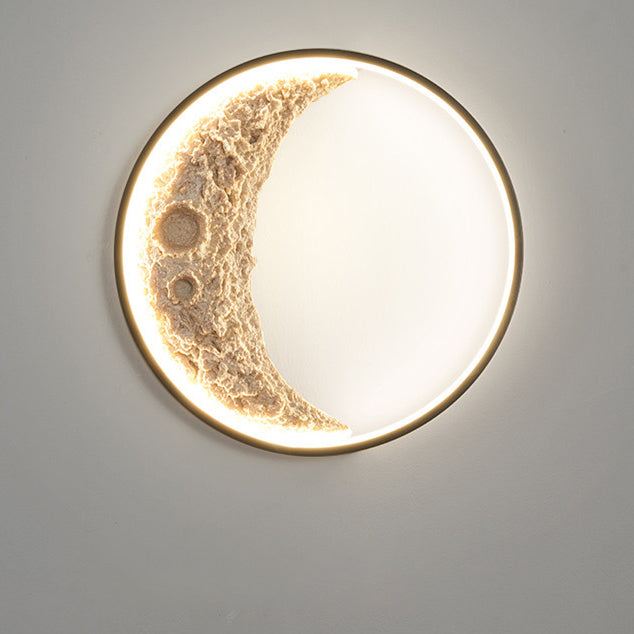 Modern Art Deco Round Metal Resin LED Wall Sconce Lamp
