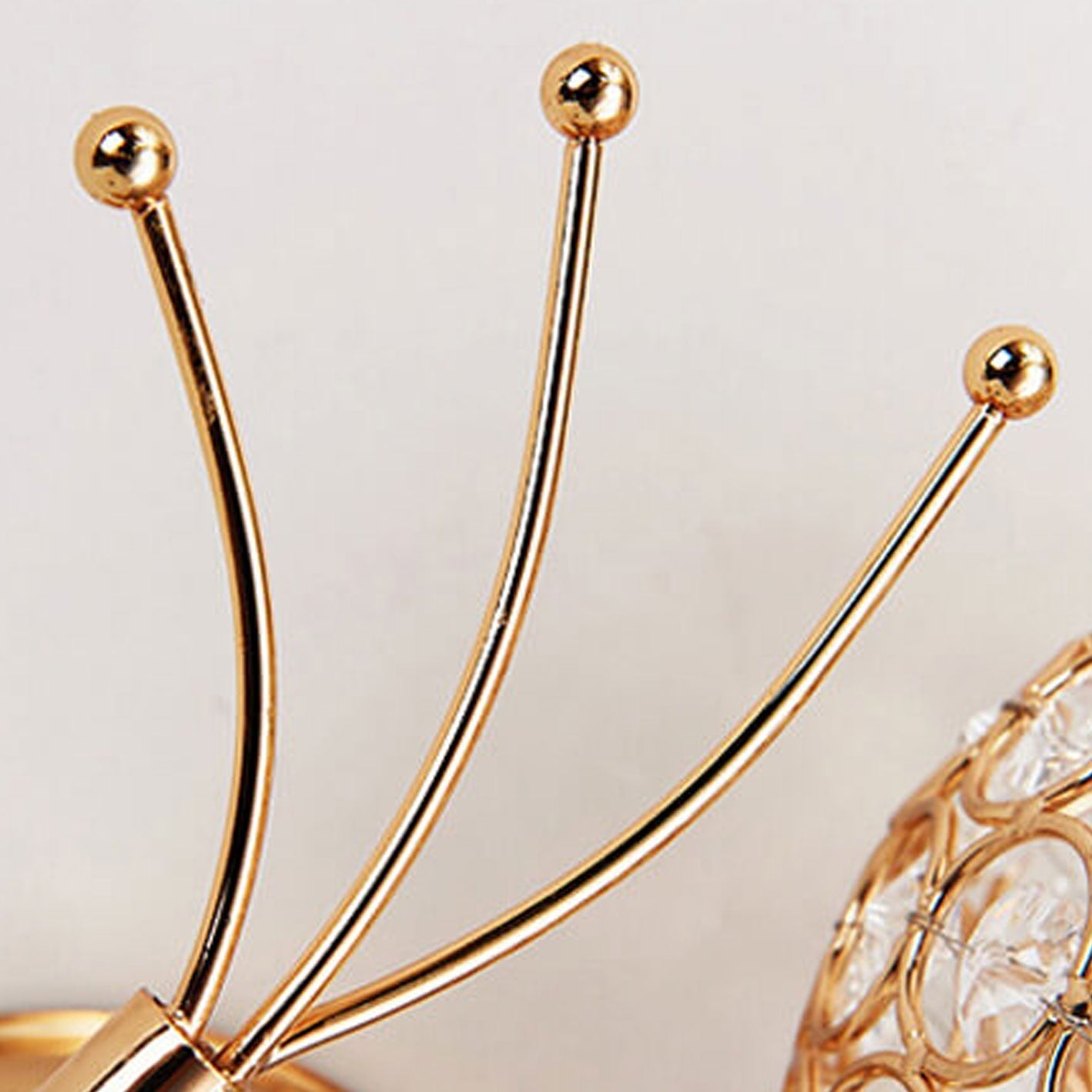 European Crystal Ball Curved Arm 1-Light Wall Sconce Lamp