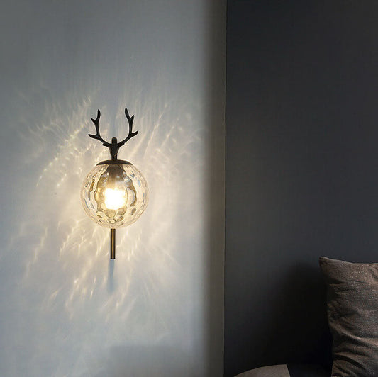 Light Iron Antler Global Glass 1-Light Wall Sconce Lamp