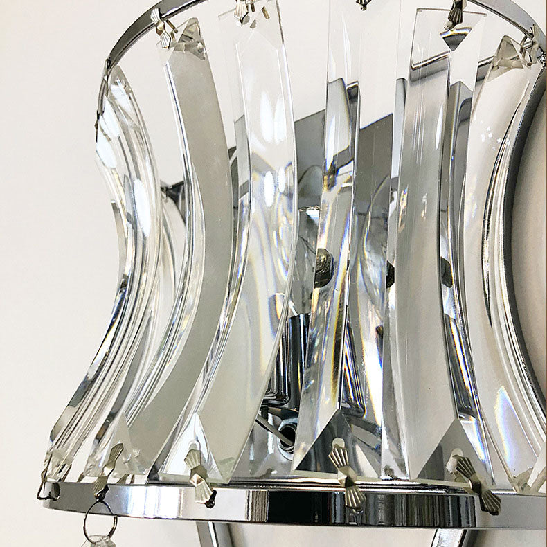Prismatic Clear Crystal Shade Iron 1-Light Wall Sconce Lamp