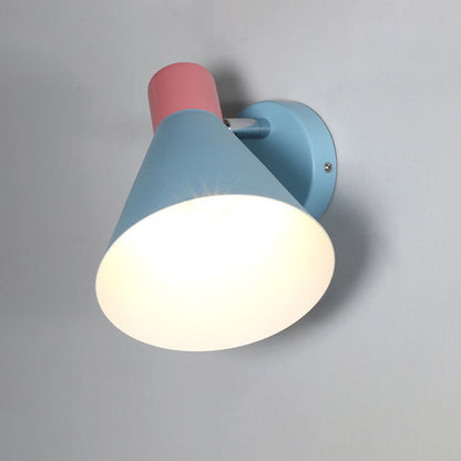 Iron Blue Cone Shade 1-Light Reading Wall Sconce Lamp