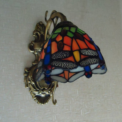 Tiffany Stained Glass Dragonfly 1-Light Wall Sconce Lamp