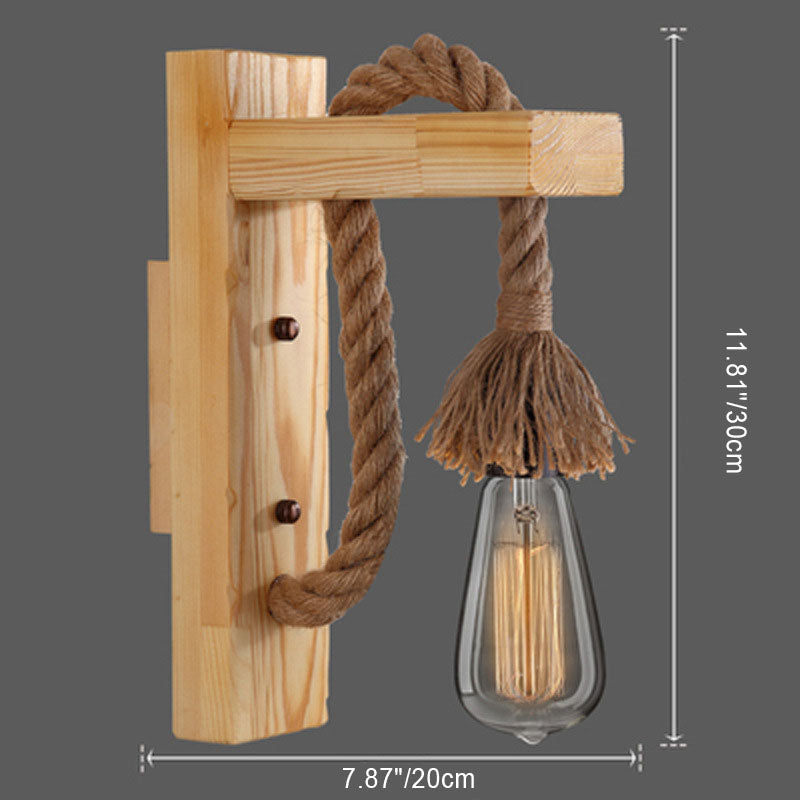 Traditional Wooden Beam Iron Cage 1-Light Wall Sconce Lamp