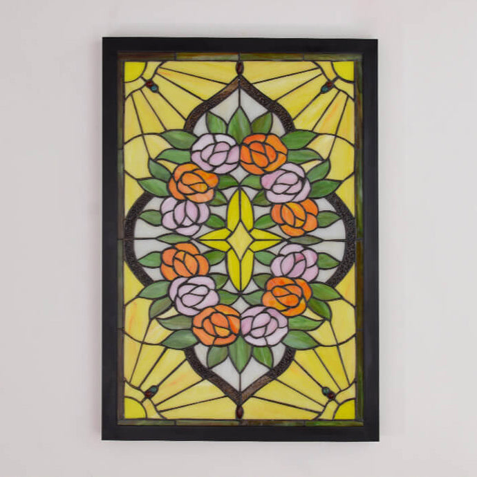 Tiffany Rose Pattern Mural Design LED Wall Sconce Lamp