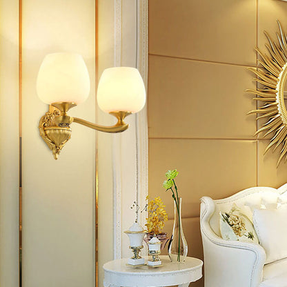 Light Glass Gold-Finished Frame 1/2 Light Wall Sconce Lamp