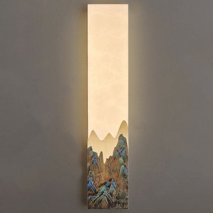 Chinese Marble All-Copper Rectangular LED Wall Sconce Lamp