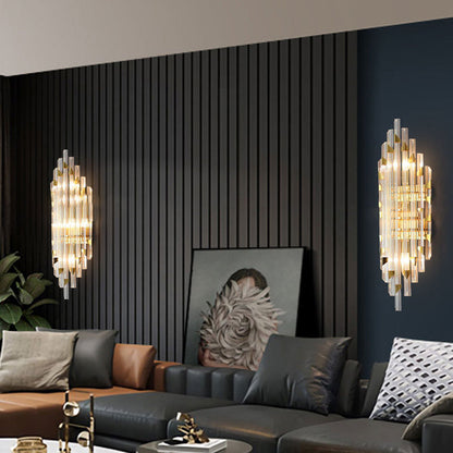 Luxury Stripe Hardware Crystal 2/4 Light Wall Sconce Lamp