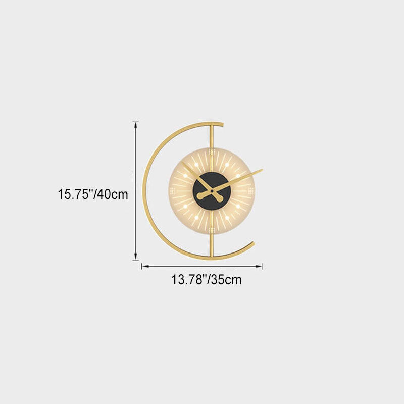 Creative Gold Finish Frame Clock Shape LED Wall Sconce Lamp